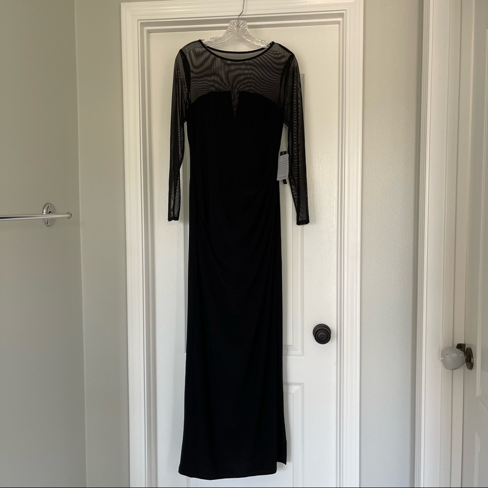 NWT Lauren Ralph Lauren Evening black gown size 8 illusion dress